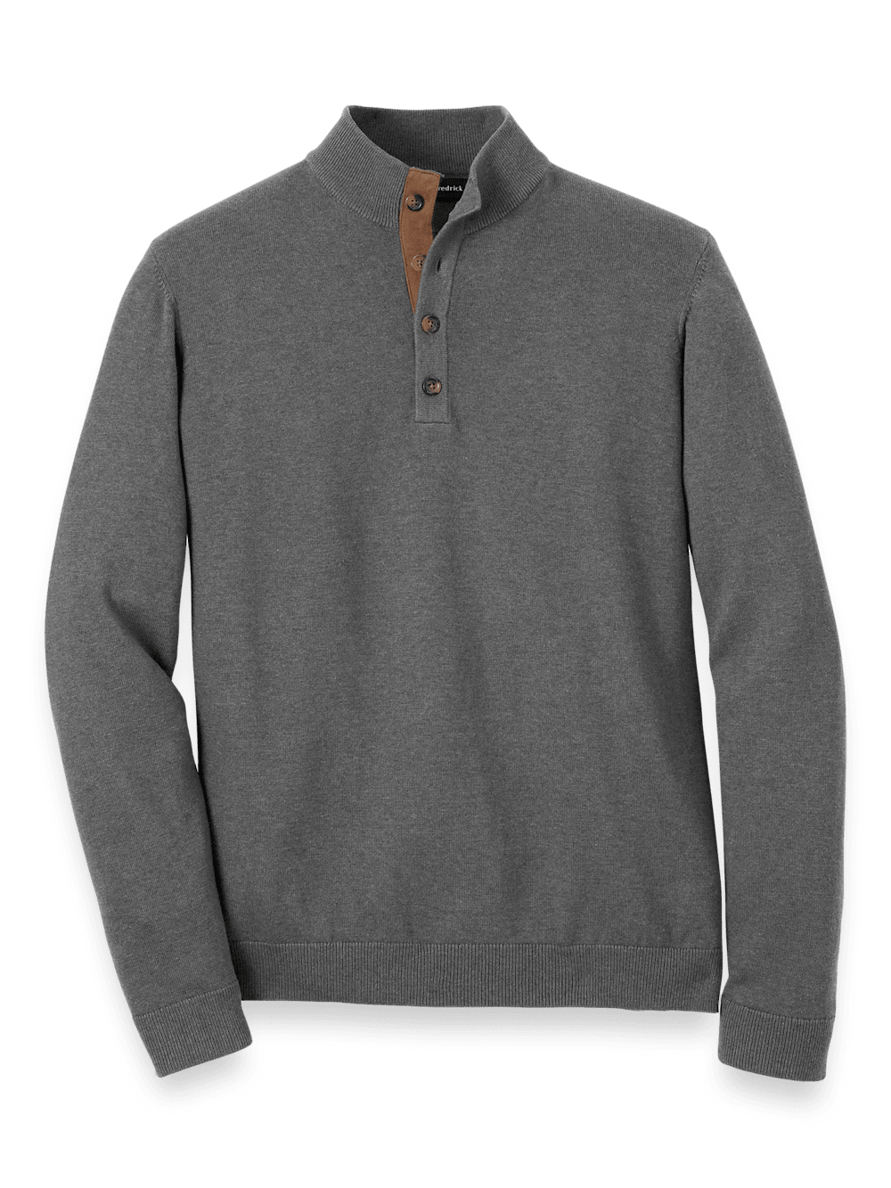 Product Image of Supima Cotton Four Button Mock Neck Sweater-Medium Grey