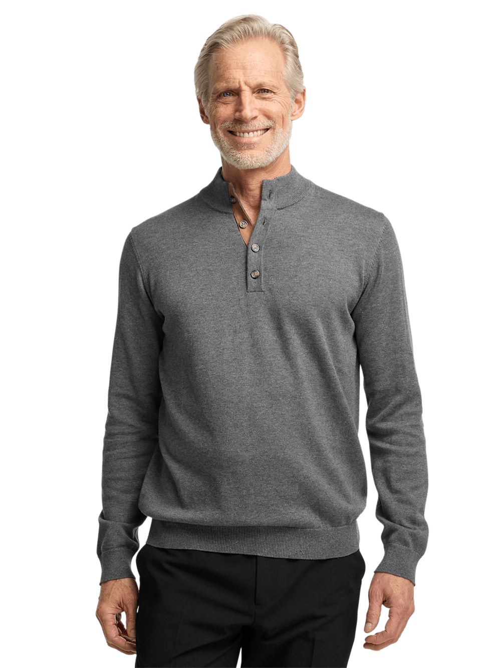 Alternate Image of Supima Cotton Four Button Mock Neck Sweater-1