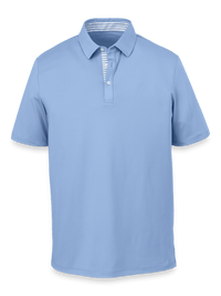 Performance Blend Three Button Polo - Light Blue