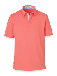 Performance Blend Three Button Polo - Bright Coral