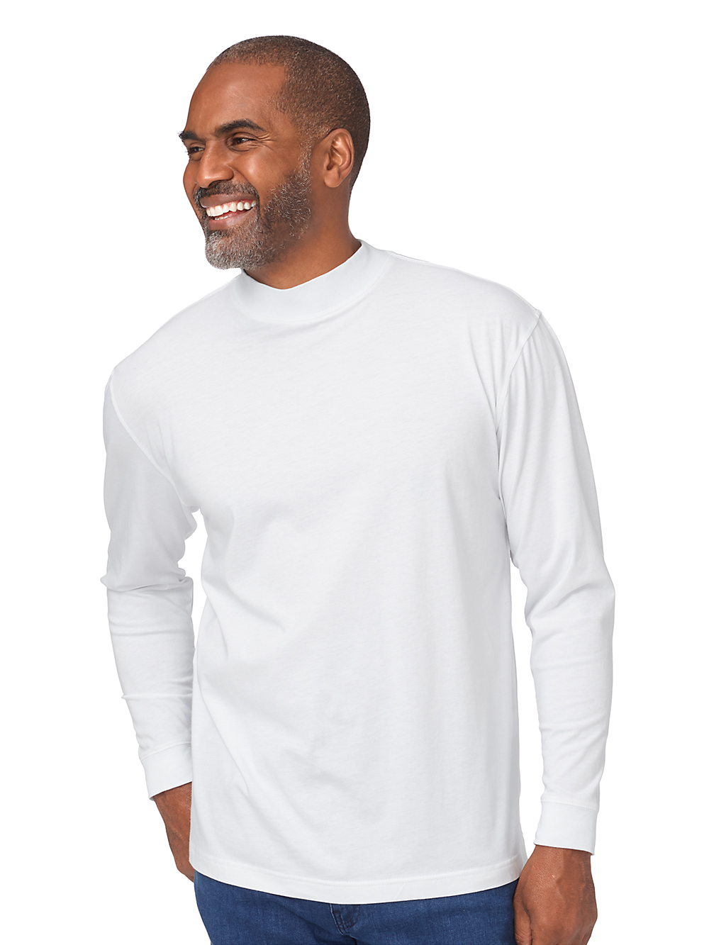 Product Image of Cotton And Silk Long Sleeve Mock-White