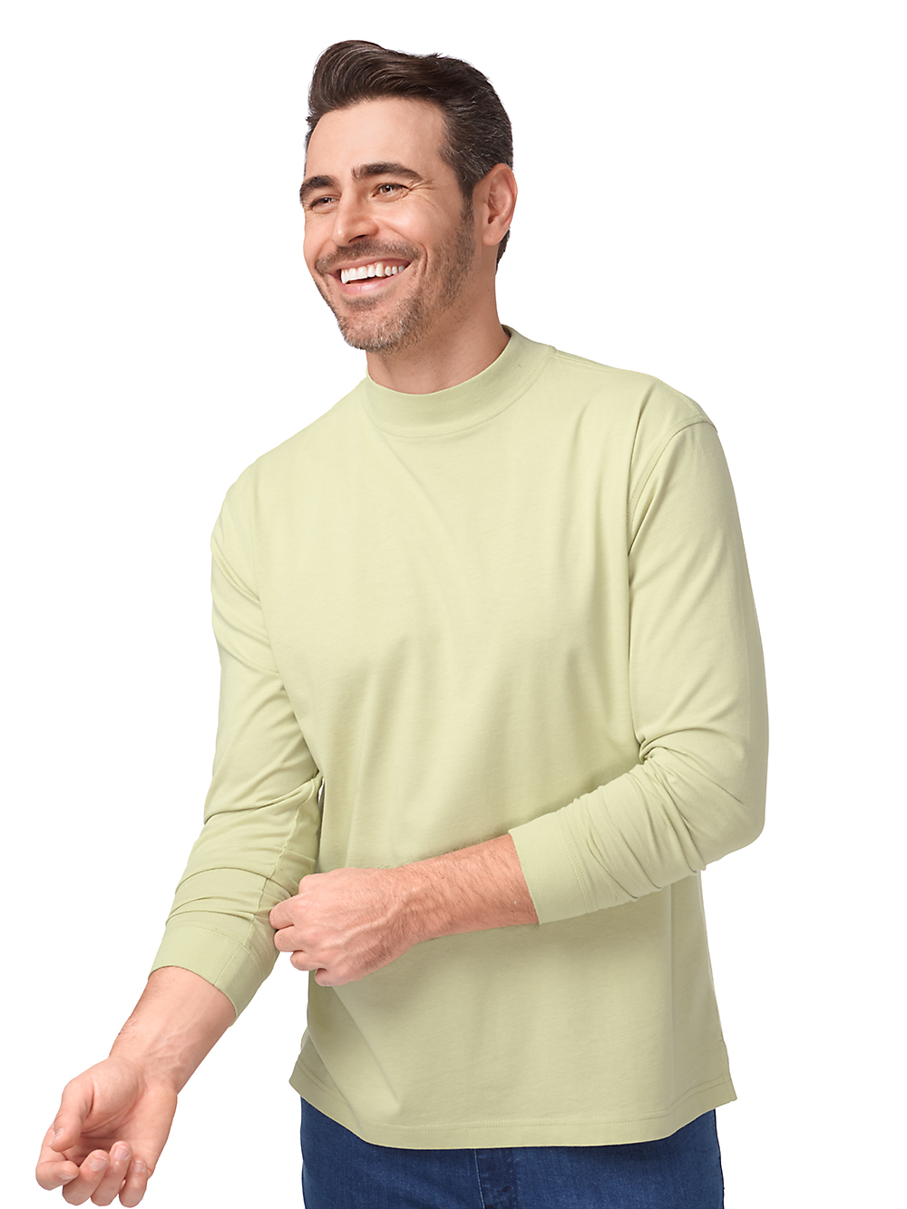 Product Image of Cotton And Silk Long Sleeve Mock-Mint