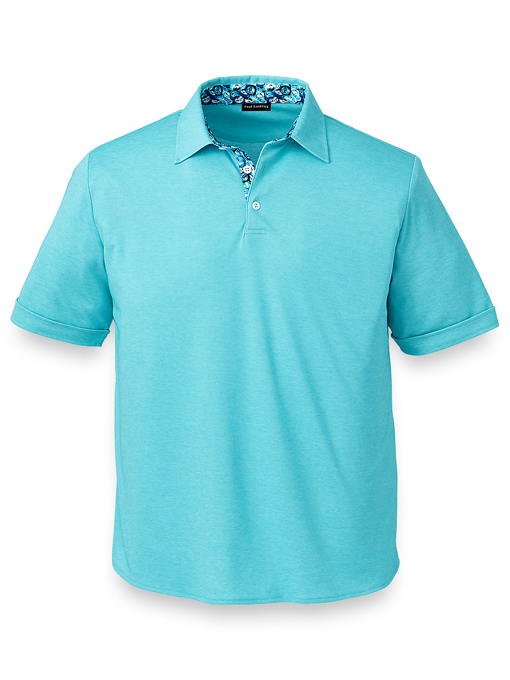 Product Image of Cotton Blend Three Button Polo-Blue