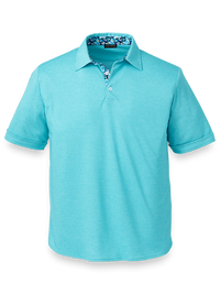 Cotton Blend Three Button Polo - Blue