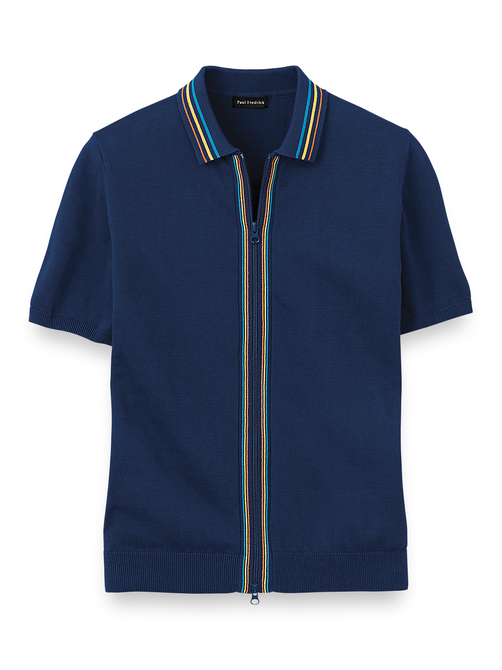 Product Image of Cotton Full Zip Polo-Navy