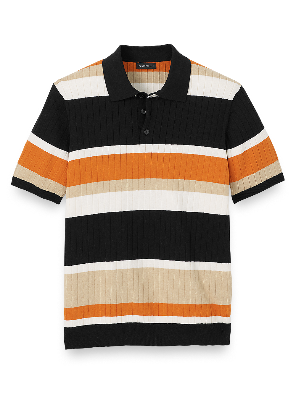 Product Image of Cotton Three Button Polo-Black/Copper