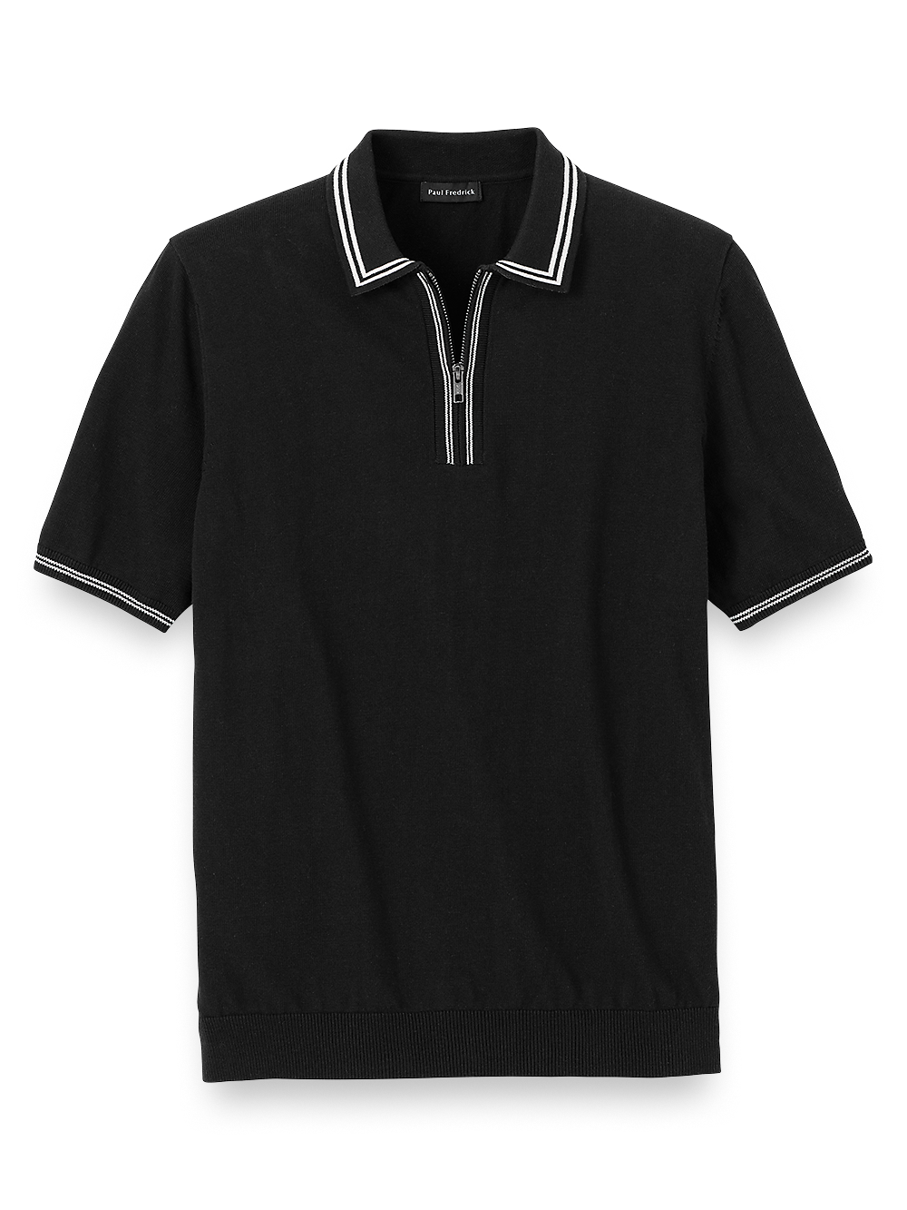 Product Image of Cotton Zip Polo-Black