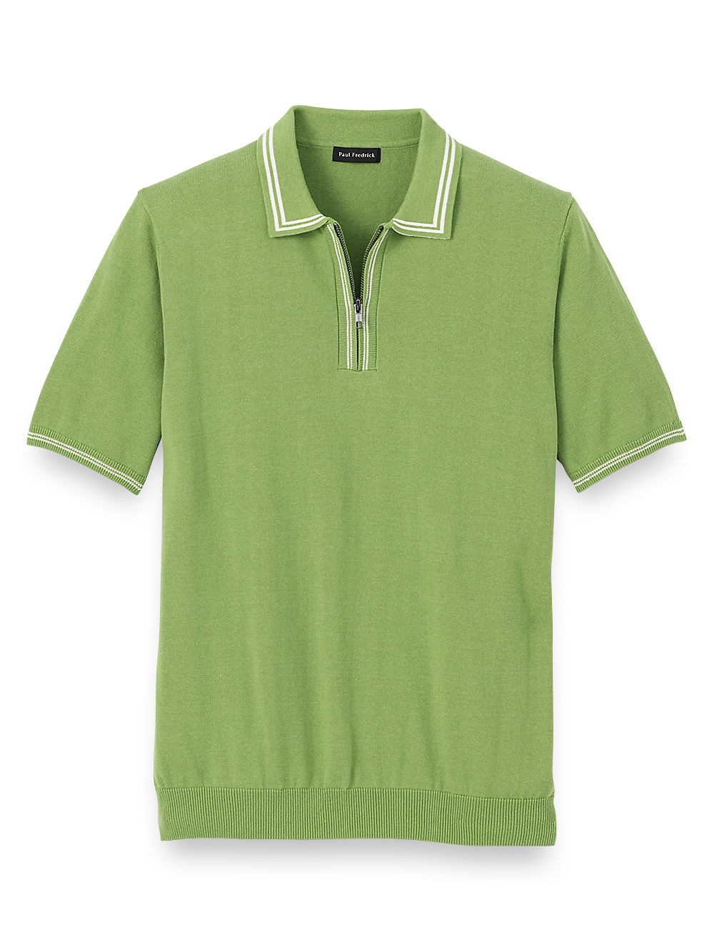 Product Image of Cotton Zip Polo-Green