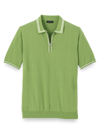 Cotton Zip Polo - Green