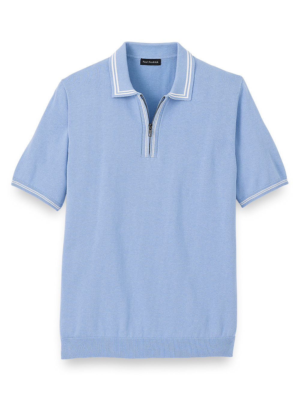 Product Image of Cotton Zip Polo-Blue