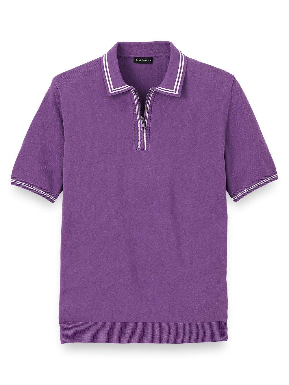 Product Image of Cotton Zip Polo-Purple