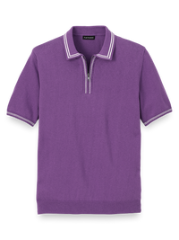 Cotton Zip Polo - Purple