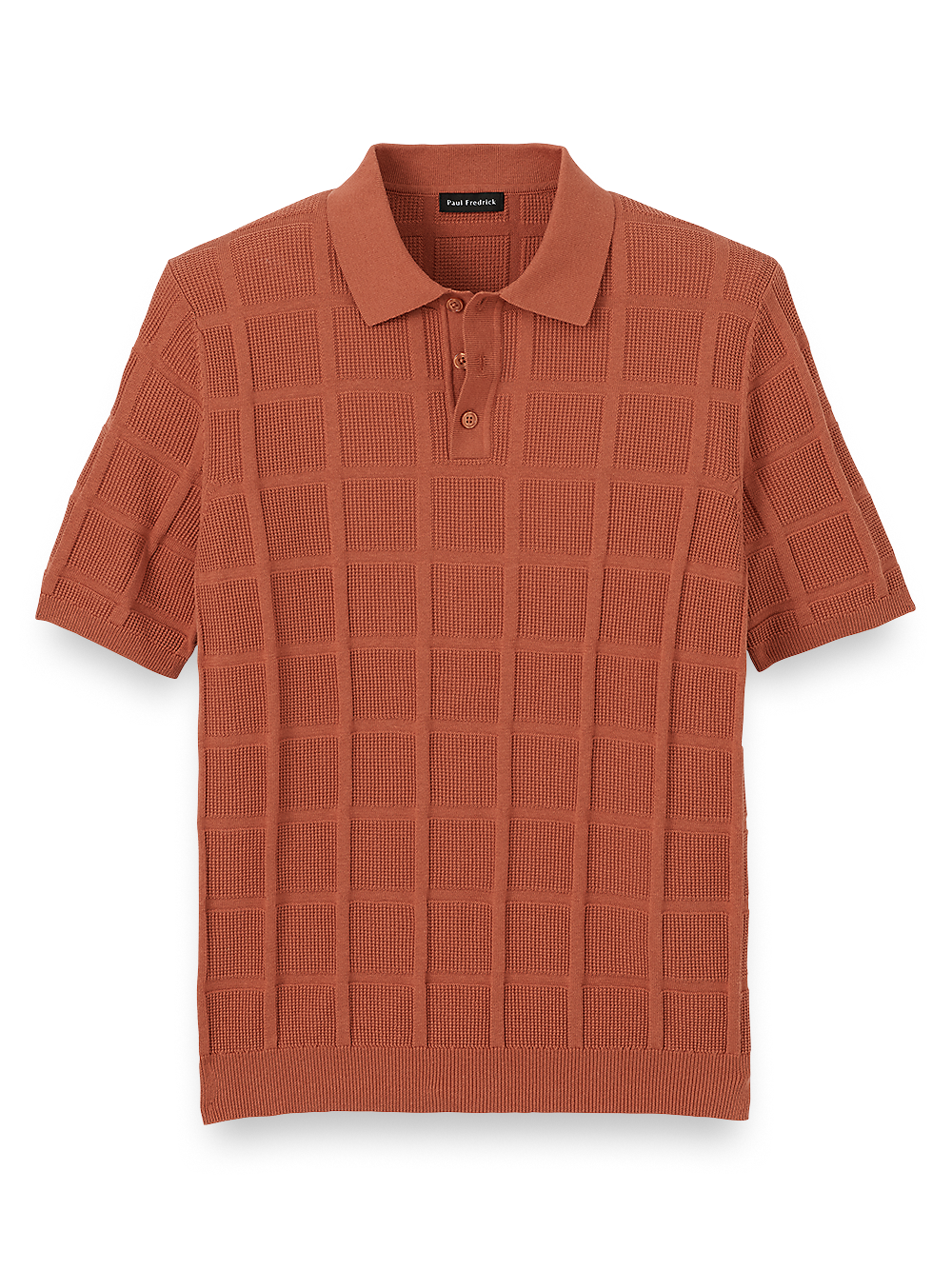 Product Image of Cotton Three Button Polo-Rust