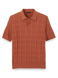 Cotton Three Button Polo - Rust