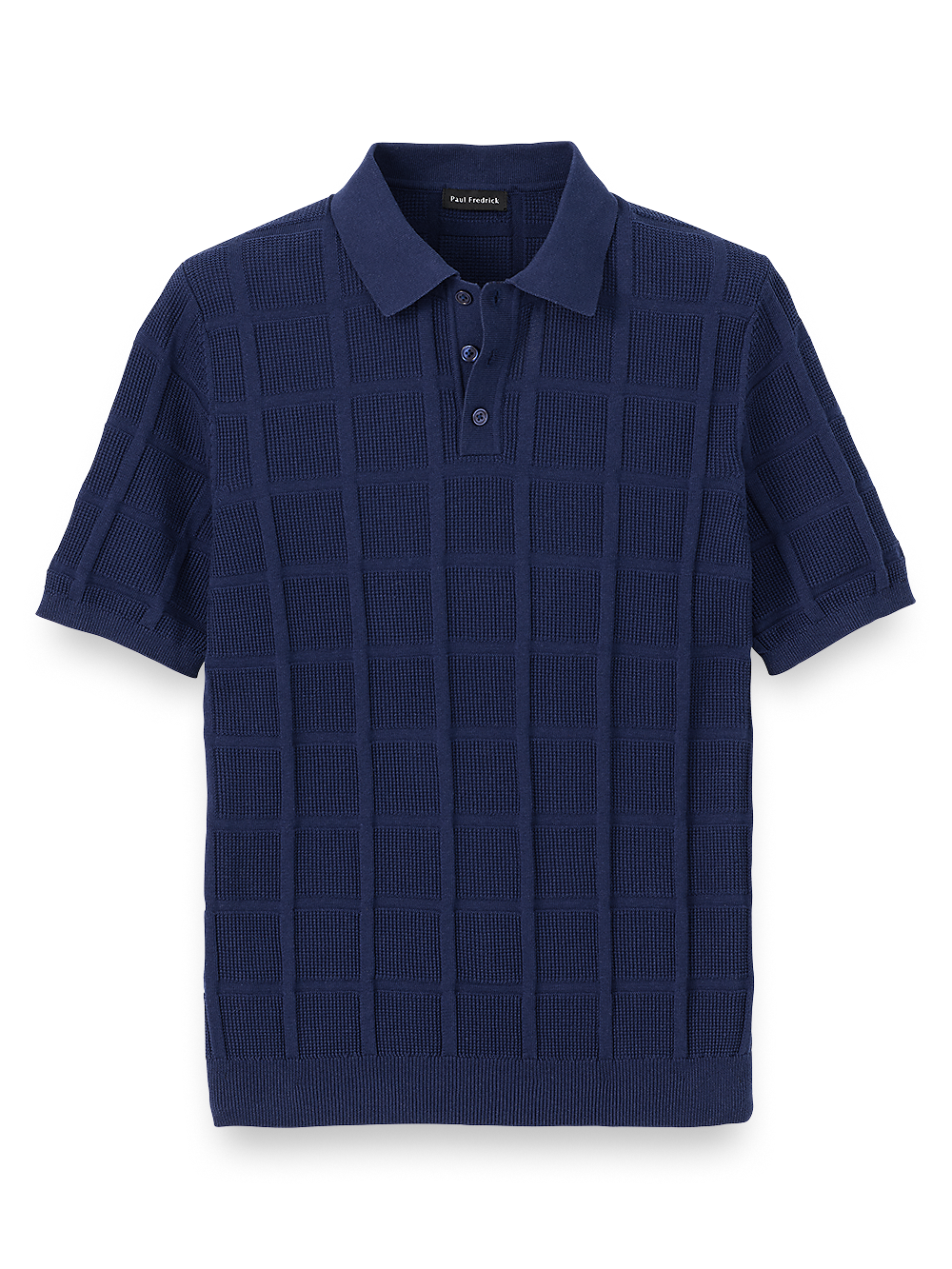 Product Image of Cotton Three Button Polo-Navy