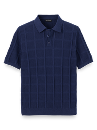 Cotton Three Button Polo - Navy