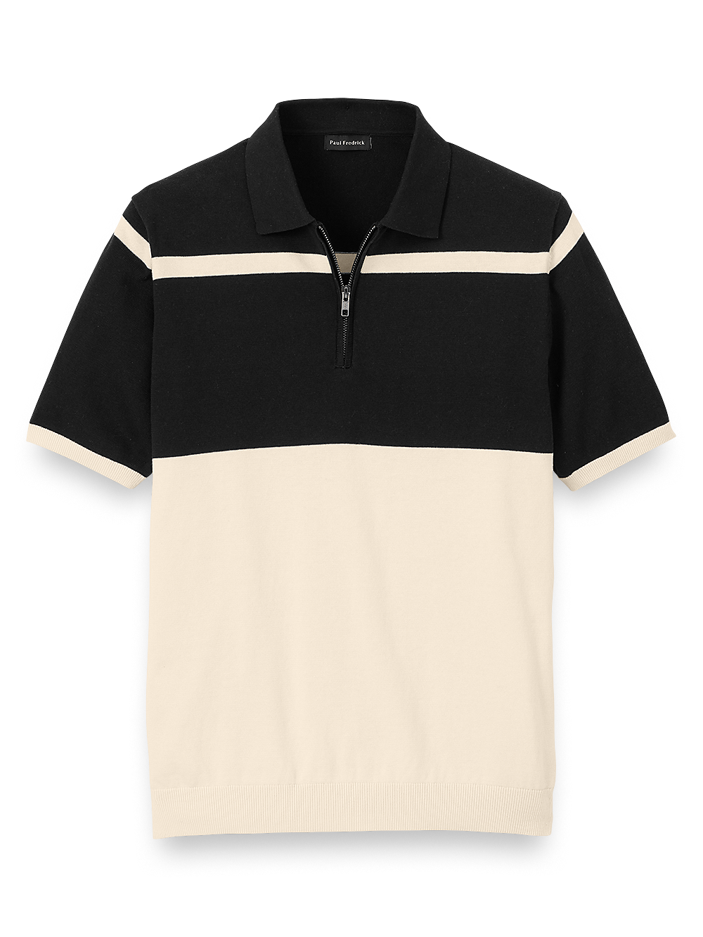 Product Image of Cotton Zip Polo-Black