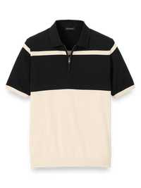 Cotton Zip Polo - Black