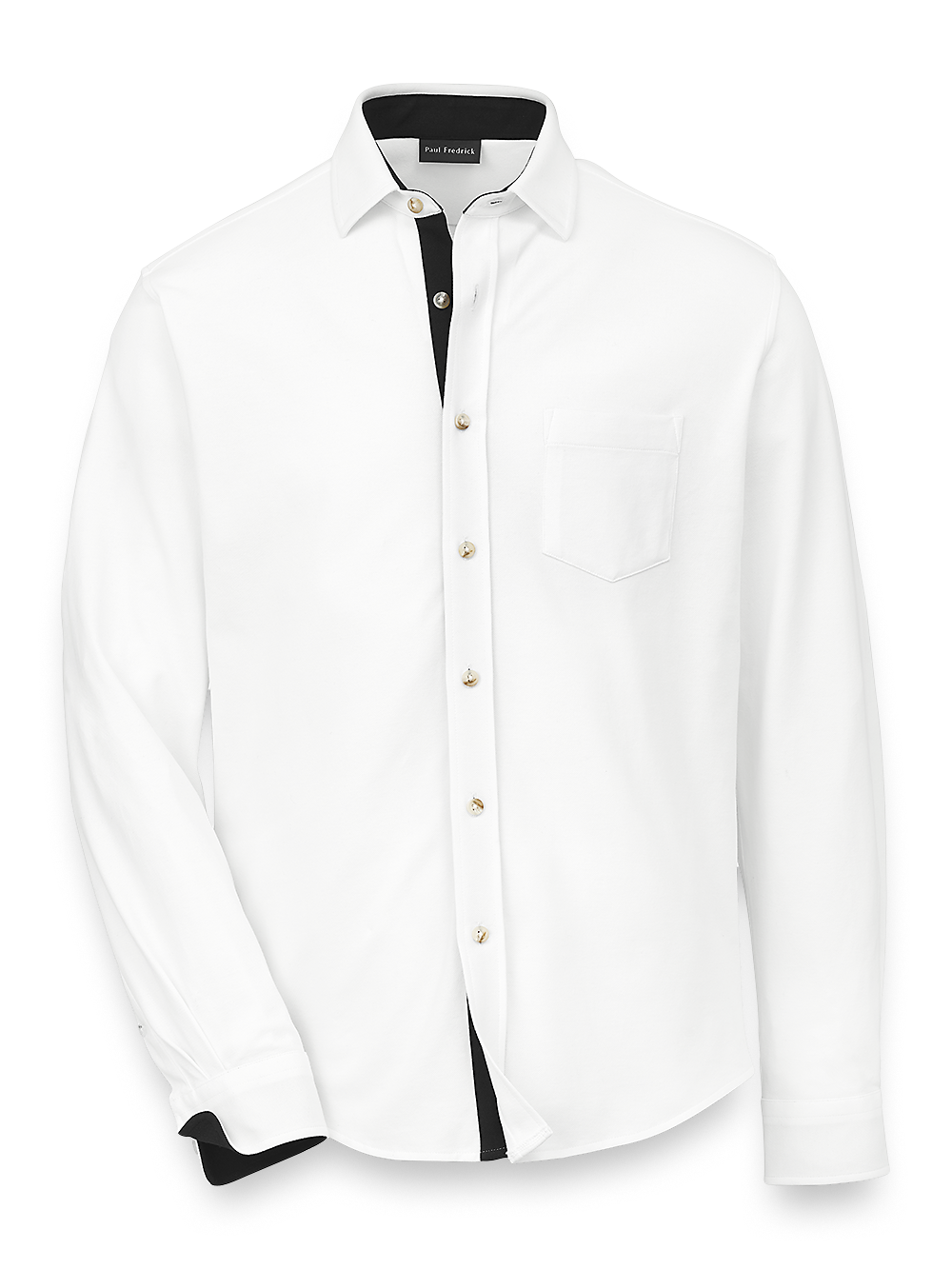 Product Image of Cotton Blend Button Front Polo-White