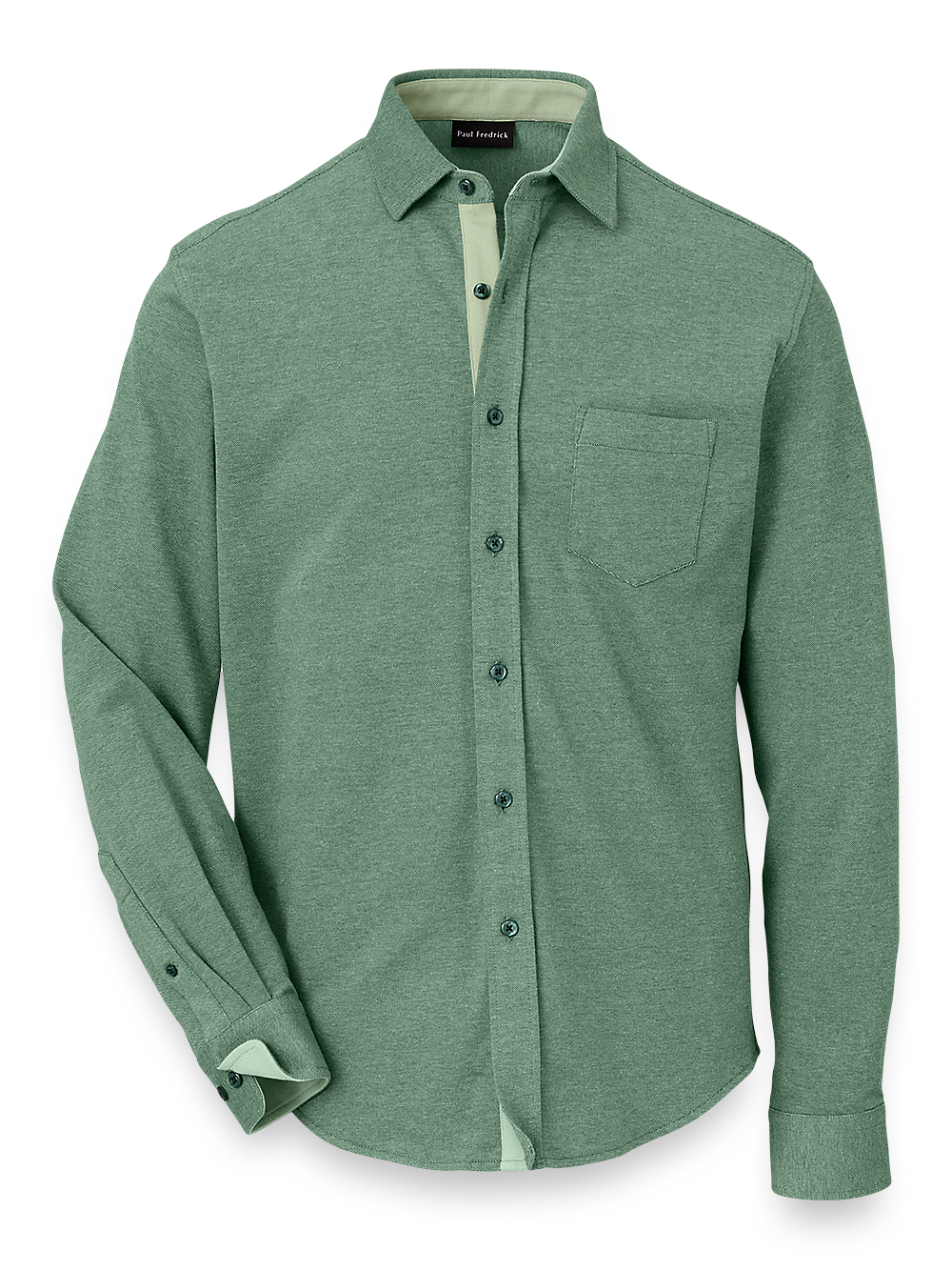 Product Image of Cotton Blend Button Front Polo-Green