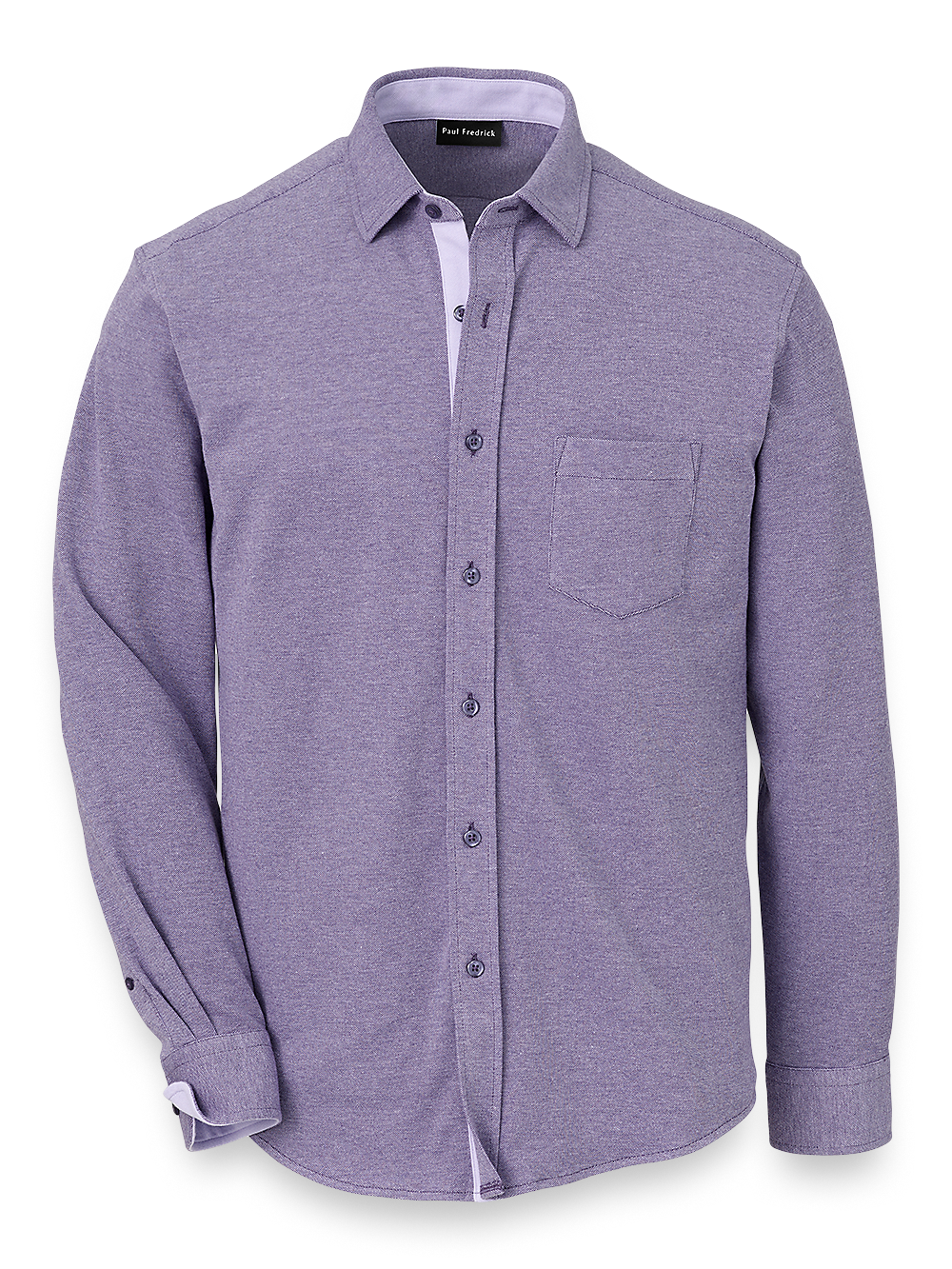 Product Image of Cotton Blend Button Front Polo-Purple