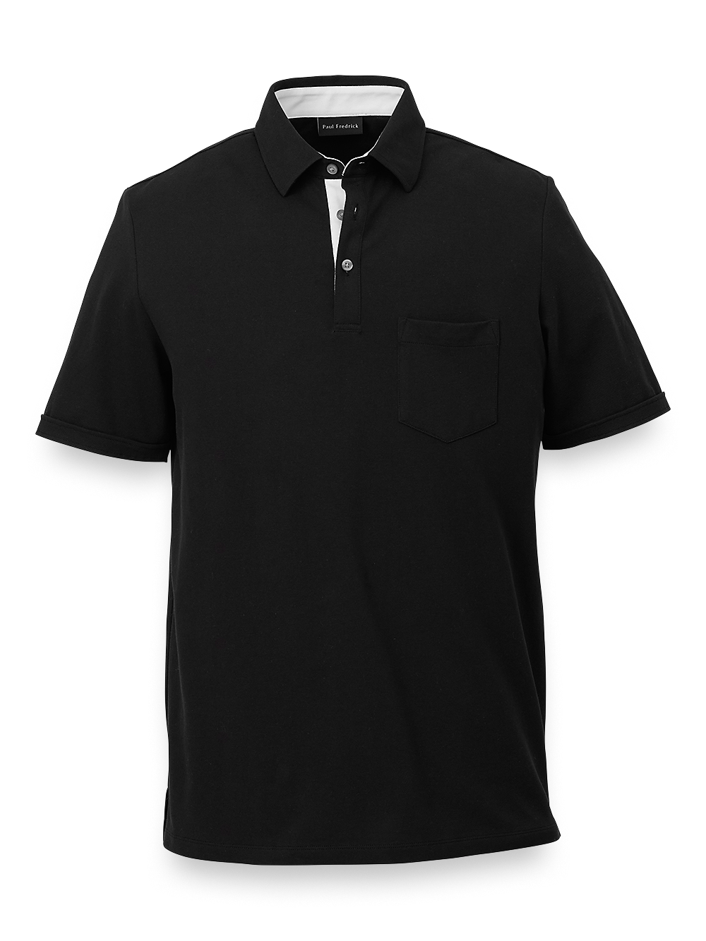 Product Image of Cotton Blend Three Button Polo-Black