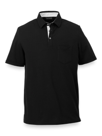 Cotton Blend Three Button Polo - Black