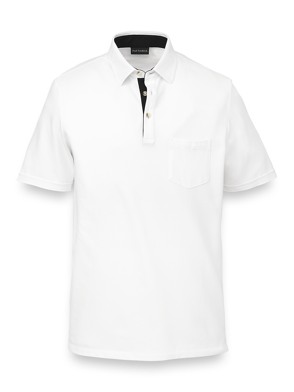 Product Image of Cotton Blend Three Button Polo-White