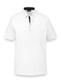 Cotton Blend Three Button Polo - White