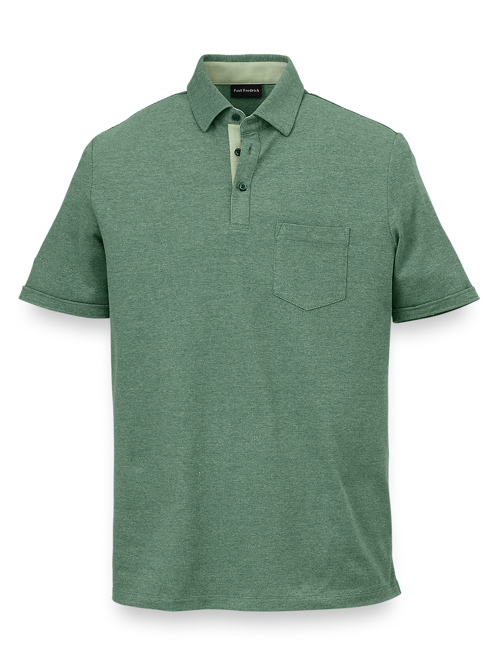 Product Image of Cotton Blend Three Button Polo-Green