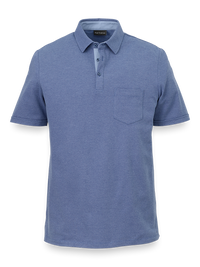 Cotton Blend Three Button Polo - Blue