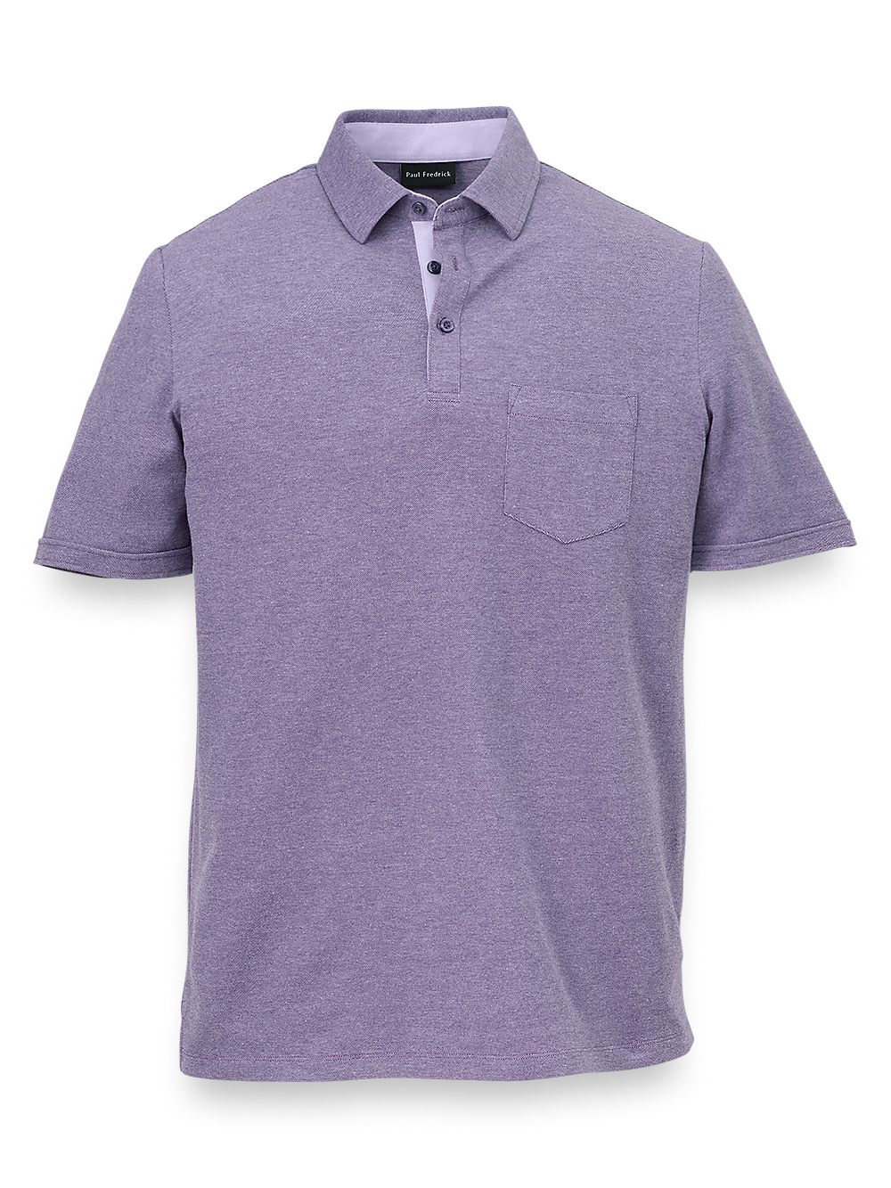 Product Image of Cotton Blend Three Button Polo-Purple