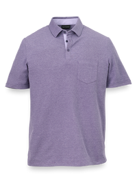 Cotton Blend Three Button Polo - Purple