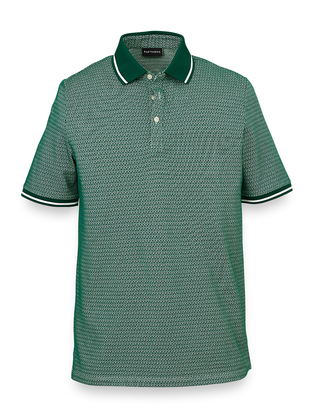 Product Image of Cotton Blend Three Button Polo-Green