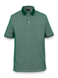 Cotton Blend Three Button Polo - Green