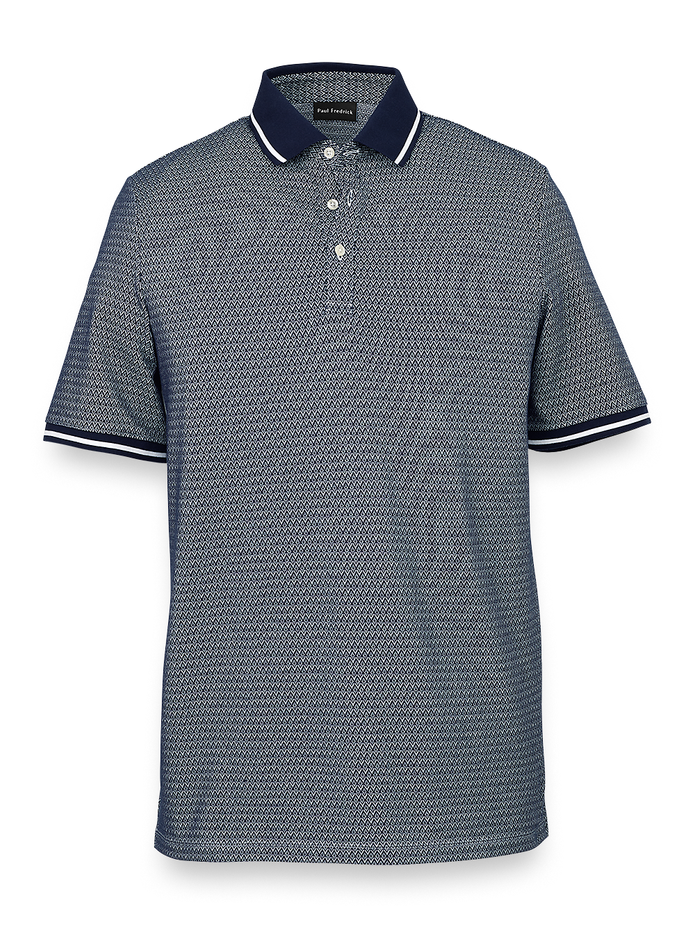 Product Image of Cotton Blend Three Button Polo-Navy