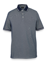 Cotton Blend Three Button Polo - Navy