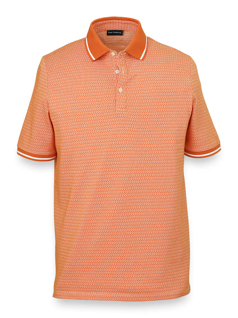 Product Image of Cotton Blend Three Button Polo-Orange