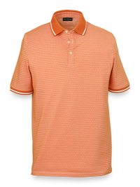 Cotton Blend Three Button Polo - Orange