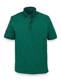 Textured Three Button Polo - Green