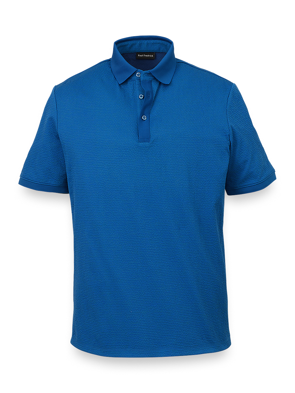 Product Image of Textured Three Button Polo-Blue