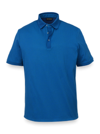 Textured Three Button Polo - Blue