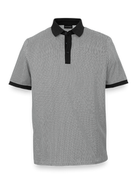 Cotton Blend Three Button Polo - Black/white