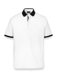 Cotton Blend Three Button Polo - White