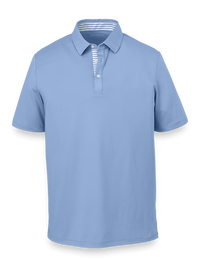 Performance Blend Three Button Polo - Light Blue