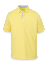 Performance Blend Three Button Polo - Light Yellow