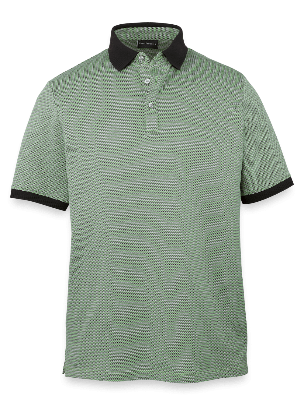 Product Image of Cotton Three Button Polo-Green Multi