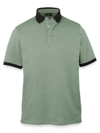 Cotton Three Button Polo - Green Multi