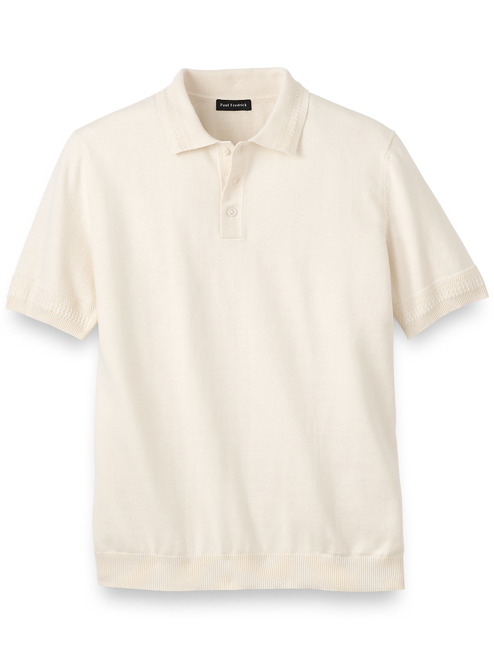 Product Image of Cotton Three Button Polo-Ivory