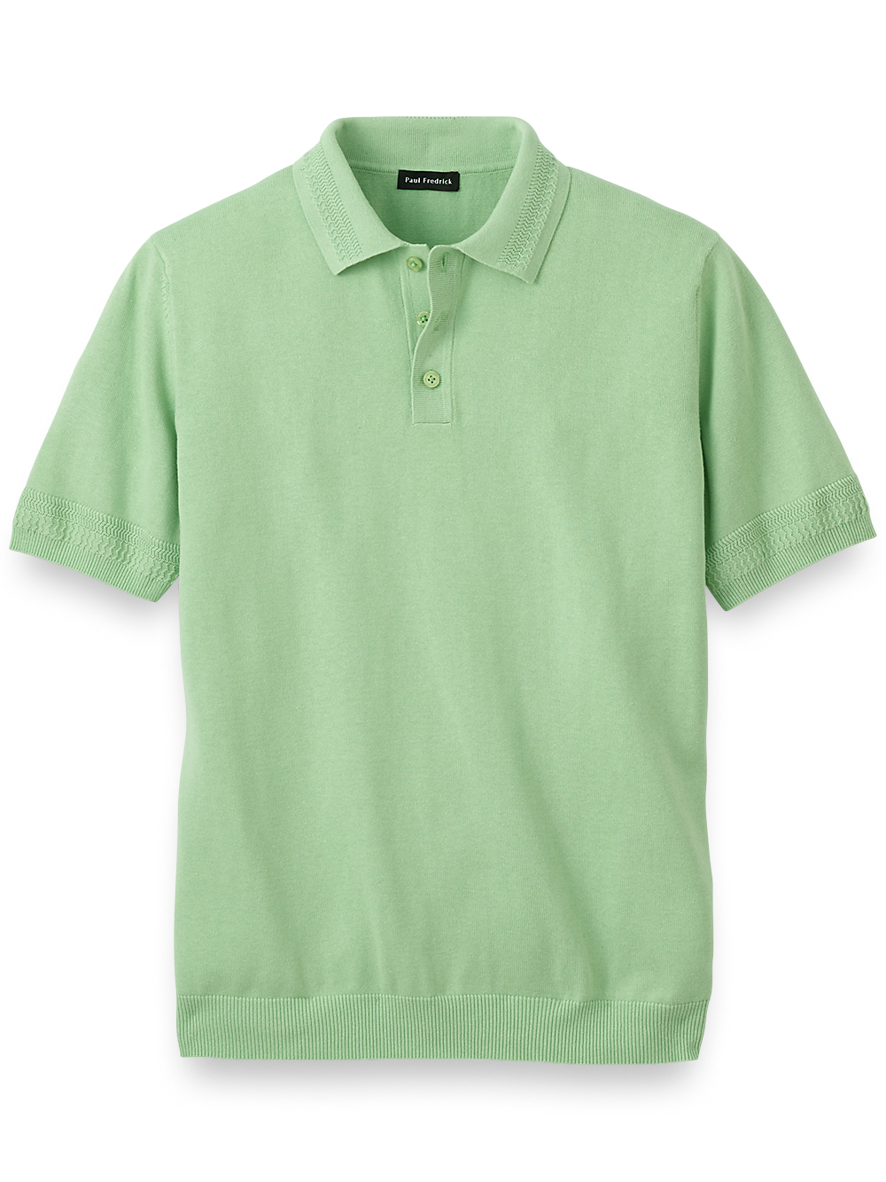 Product Image of Cotton Three Button Polo-Light Green